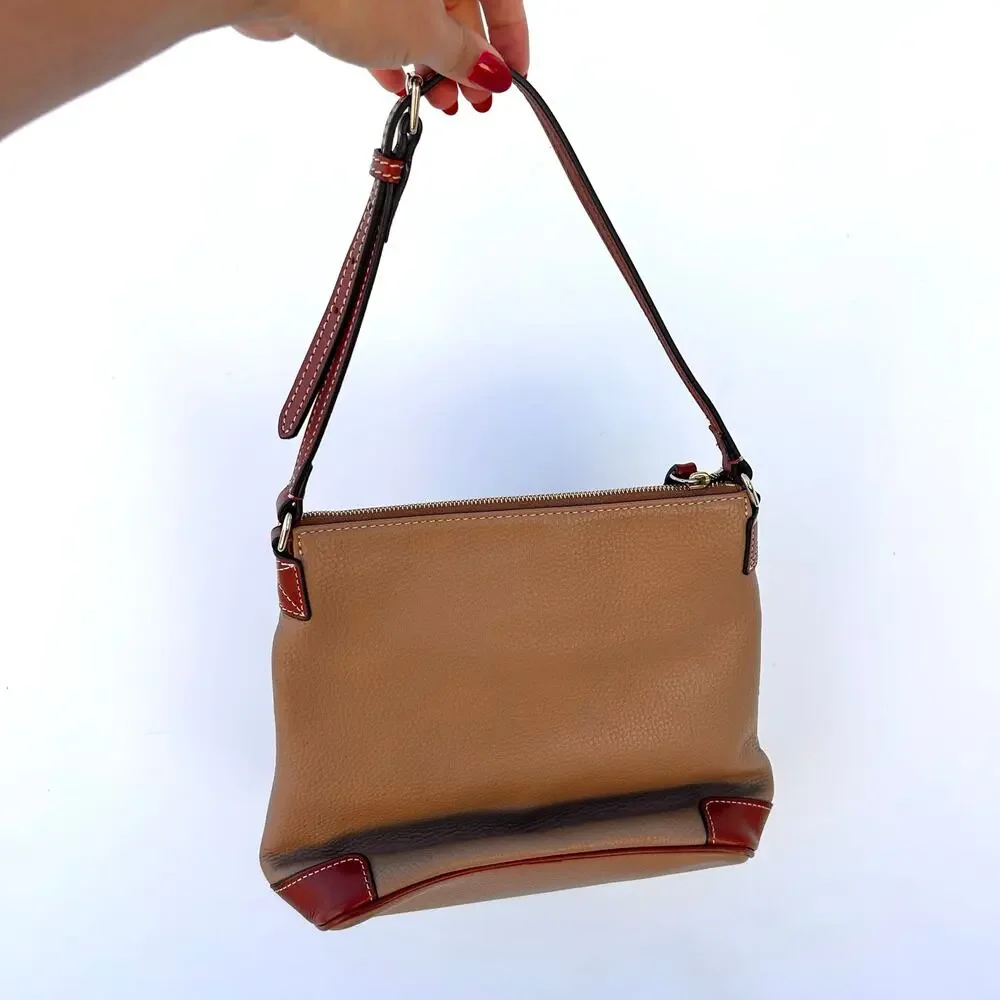 Dooney & Bourke Tan Pebbled Leather Camel Crossbody Shoulder Bag Purse